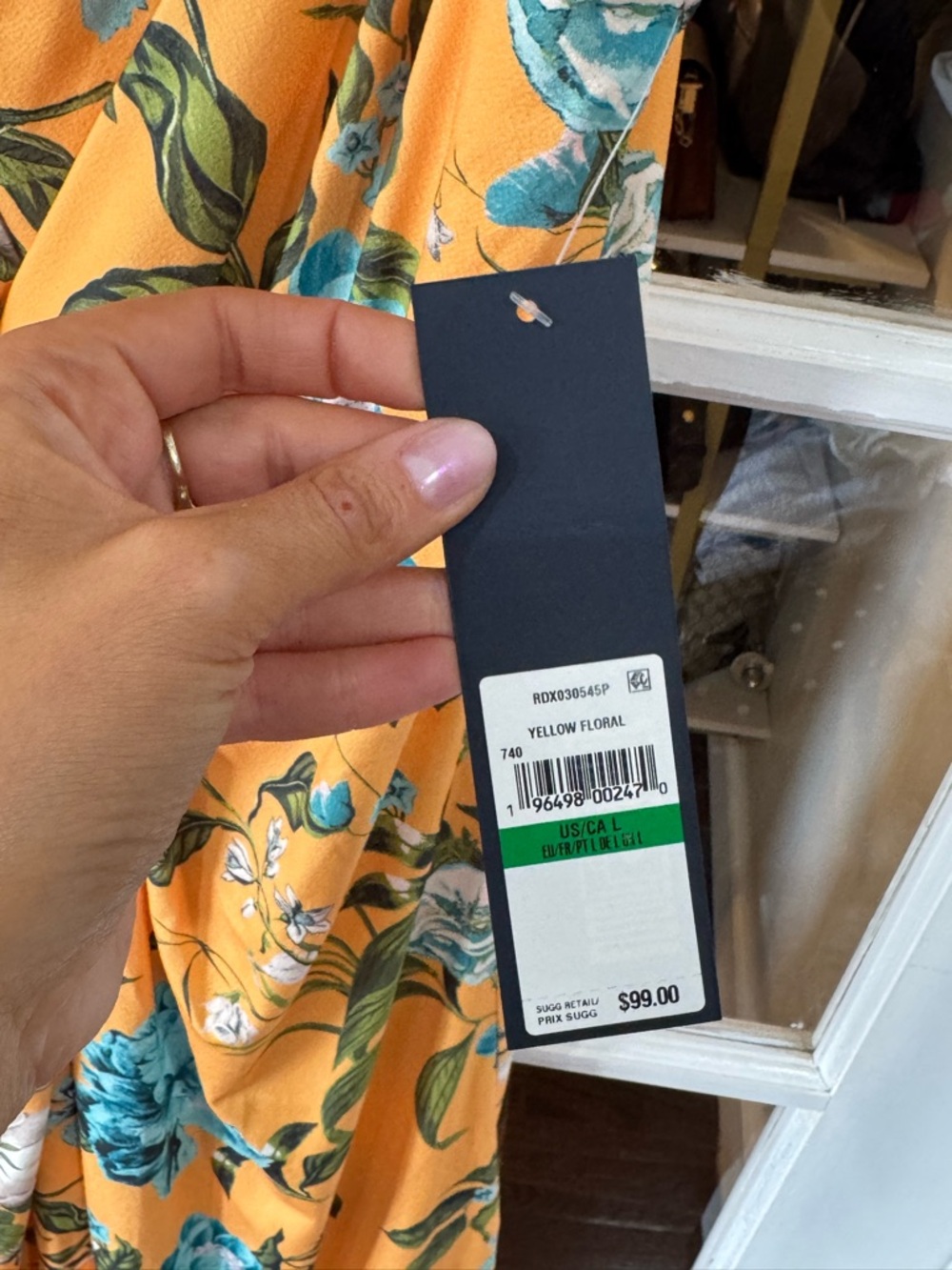☀️🔹 RACHEL Rachel Roy Mustard Yellow Floral Twist-Front Midi Dress 🔹☀️ - Picture 4 of 5